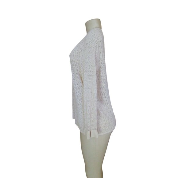 Peruvian Connection Ivory Pima Cotton Crochet Sweater Size XL - Picture 4 of 7